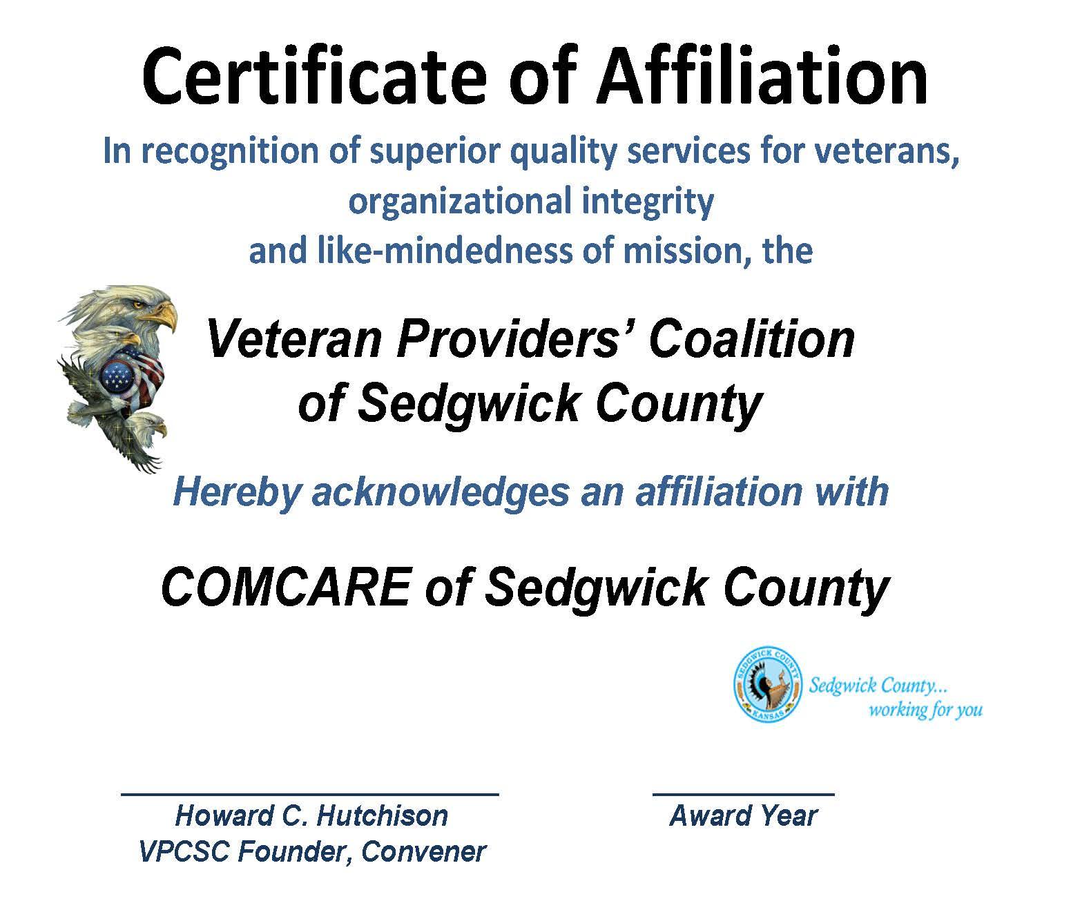 AFFILIATION CERT - COMCARE 2015