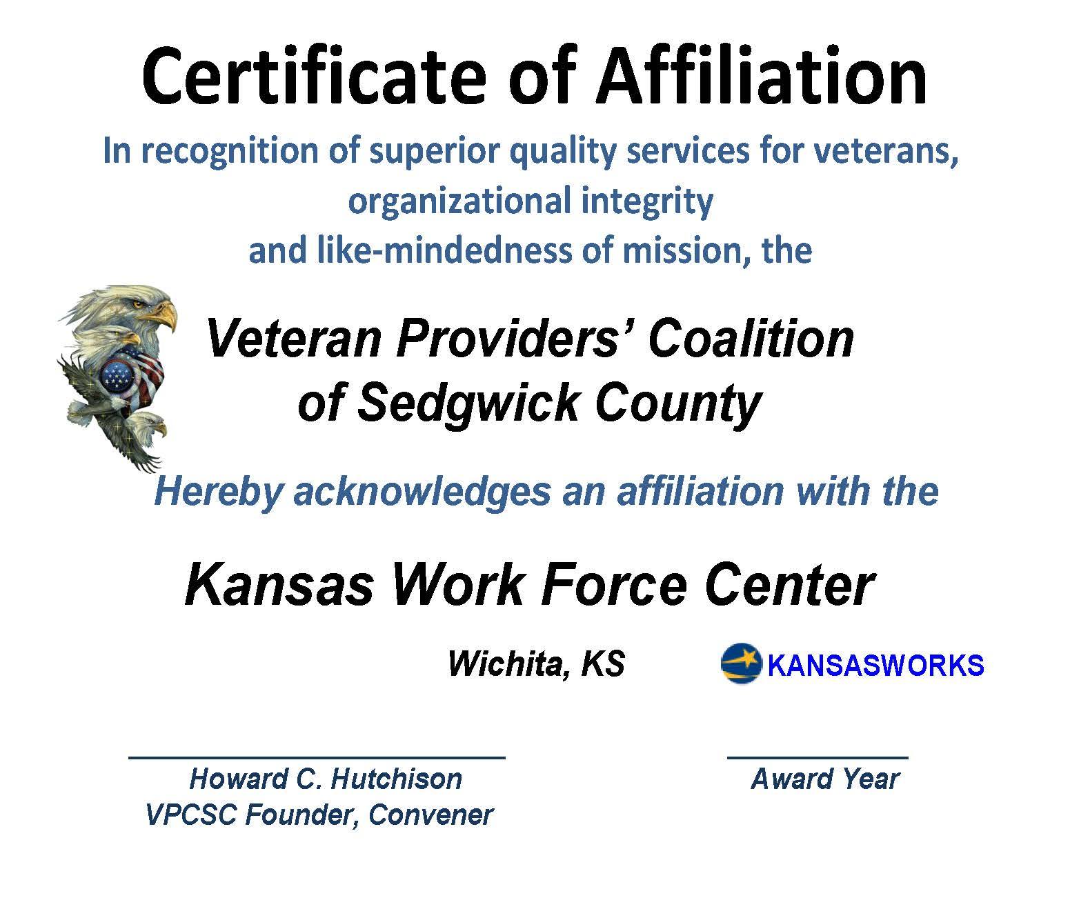 AFFILIATION CERT KANSAS WORKS 2015