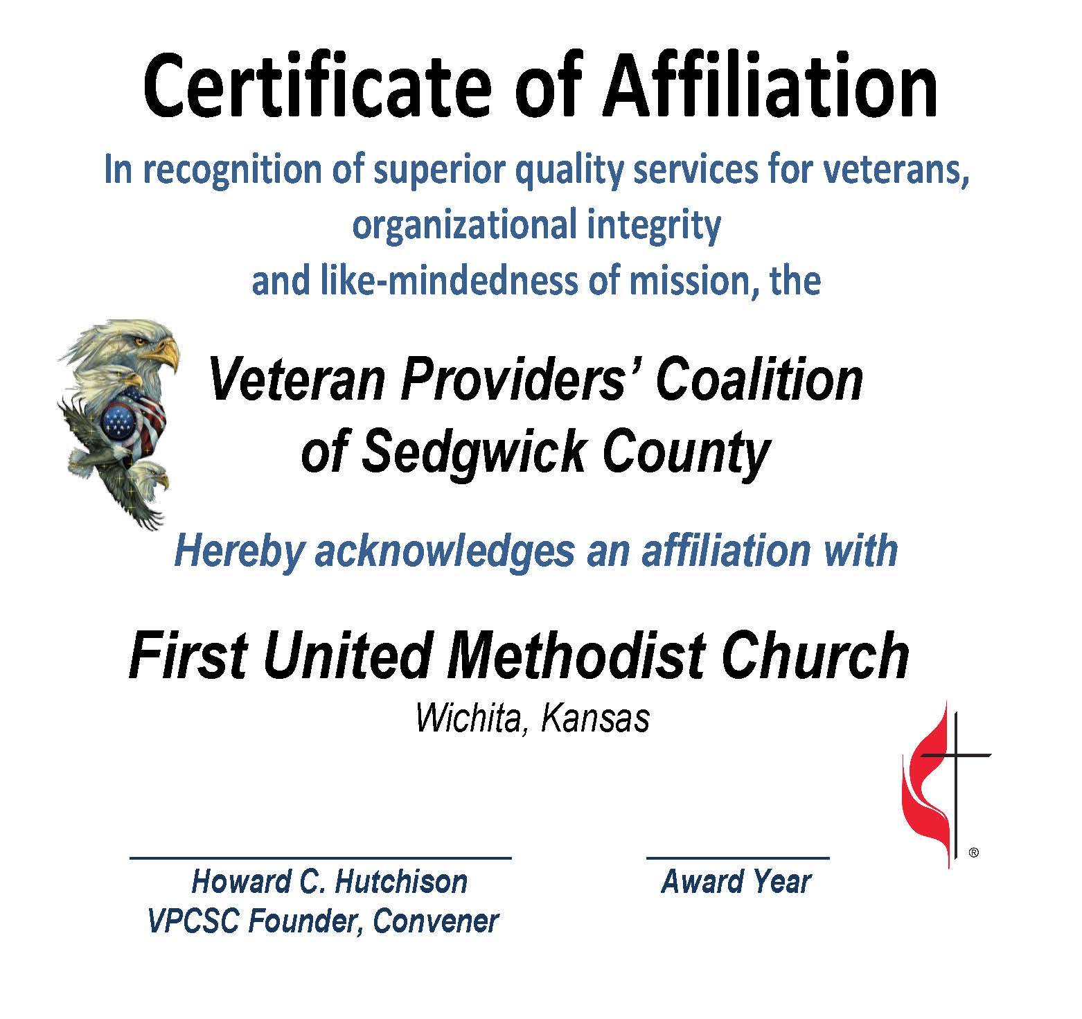 AFFILIATION CERT. 1st UMC 2015