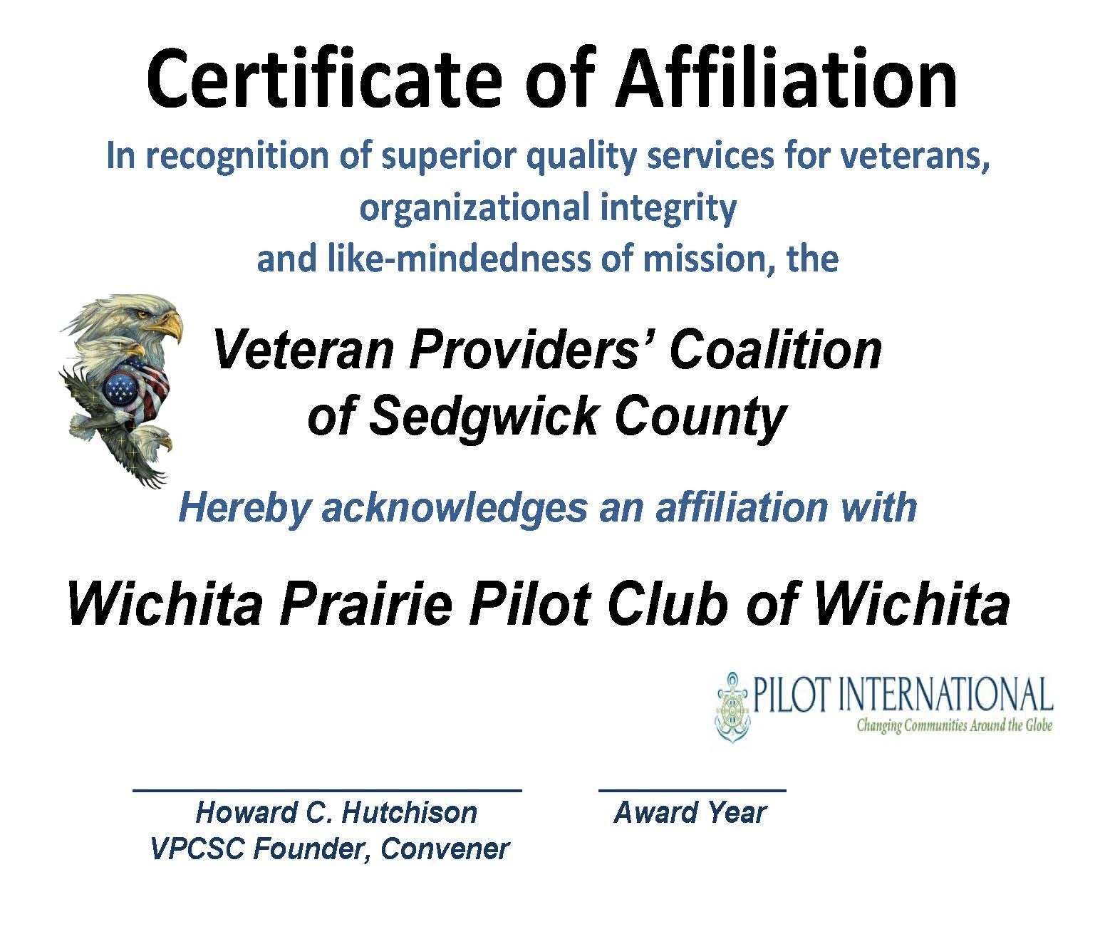 AFFILIATION CERT. PRAIRIE PILOT 2015