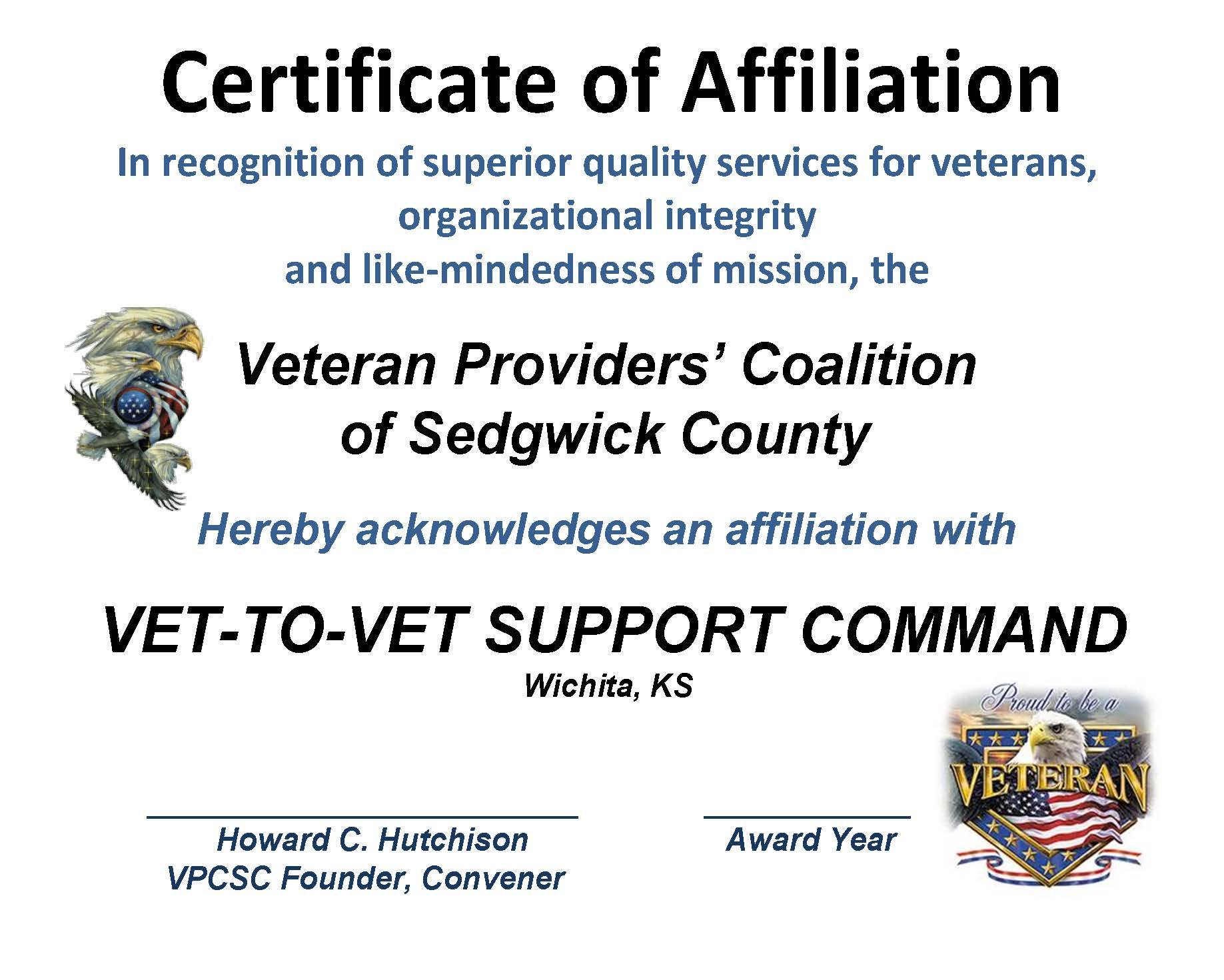 AFFILIATION - CERT. VET-T0-VET 2015