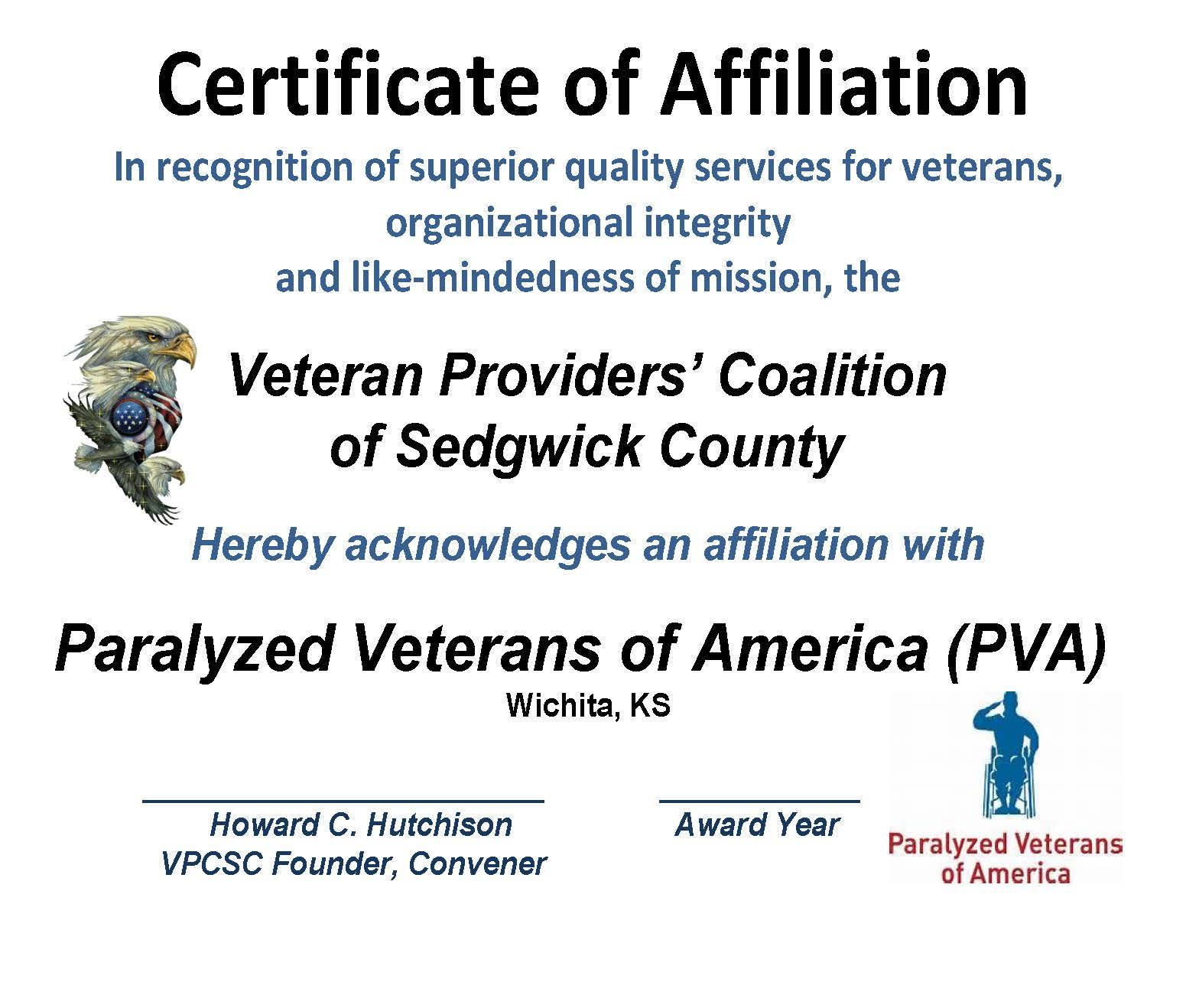 AFFILIATION - CERT. VFW 2015